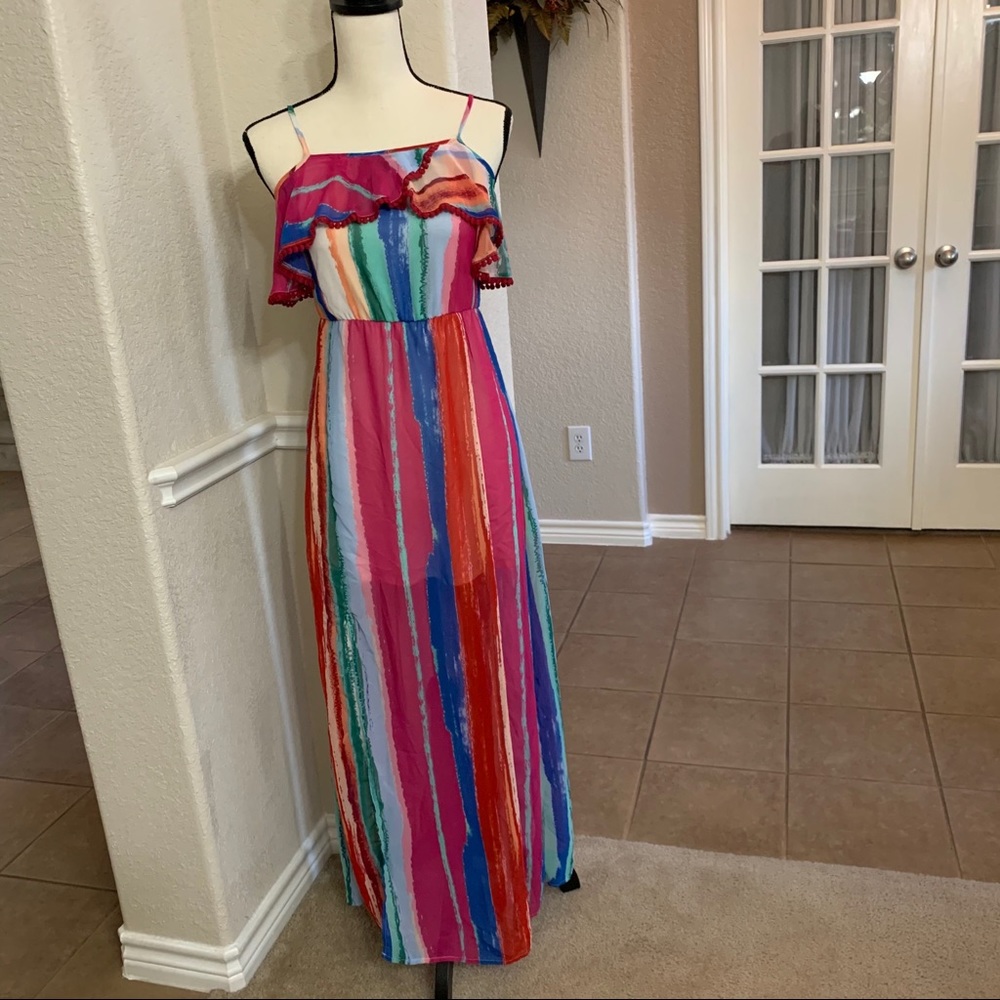 Candies multicolored watercolor print maxi dress Size S